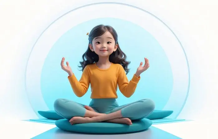 Happy Girl Doing Yoga 3D Character Graphic Design Illustration